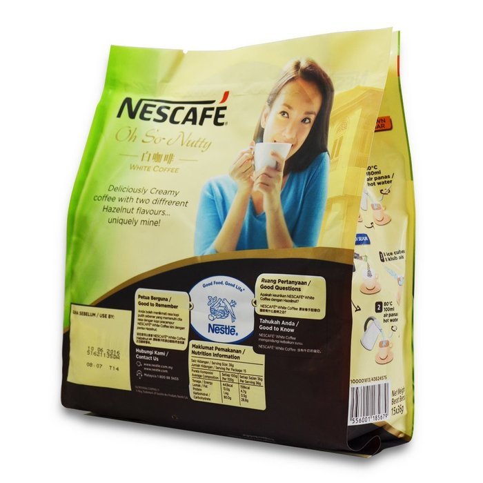 Nescaf&eacute; Ipoh White Coffee HAZELNUT (15 Sachets) - "Oh So Nutty" ★ Flavored Premix Instant Coffee ★ Deliciously... N12