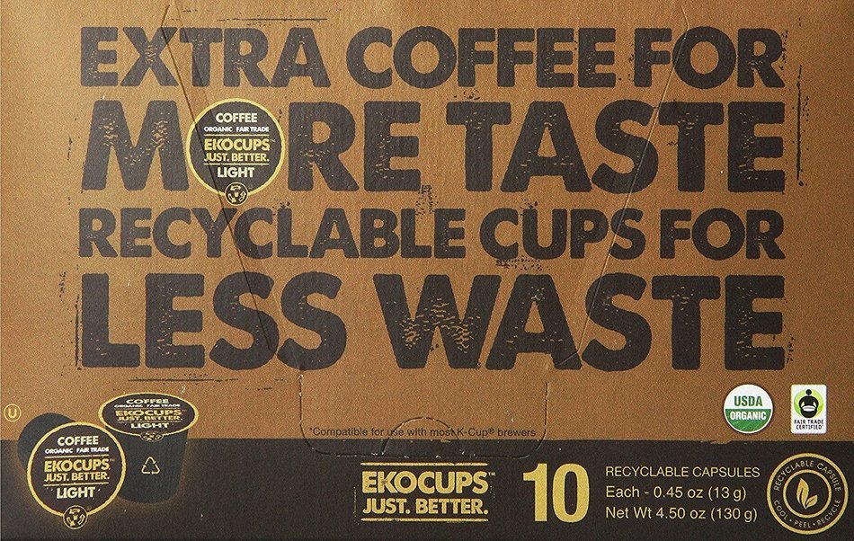 EKOCUPS Artisan Organic Light Gourmet Coffee, medium roast, in Recyclable Single Serve Cups for Keurig K-cup Brewers... N3