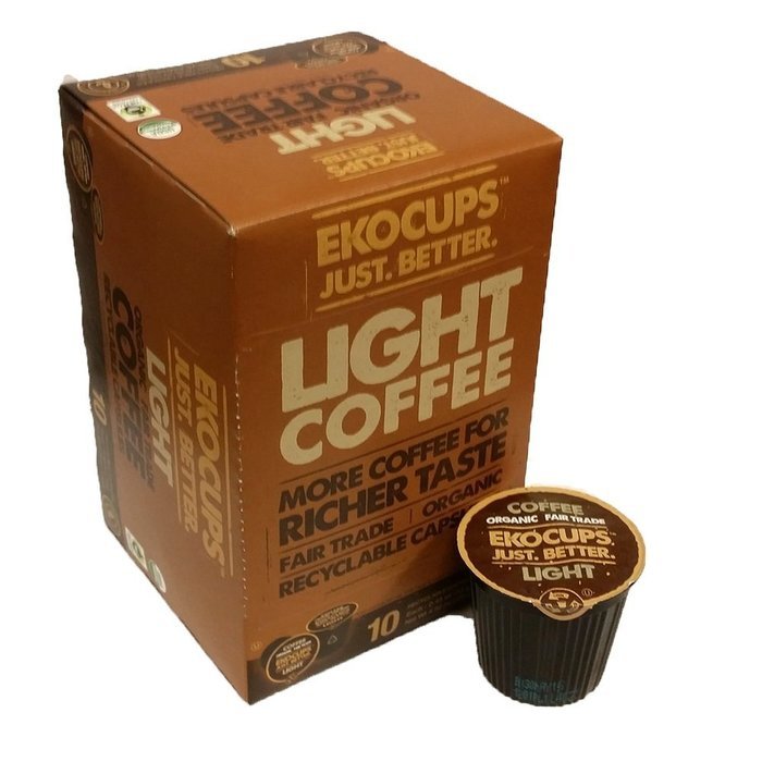 EKOCUPS Artisan Organic Light Gourmet Coffee, medium roast, in Recyclable Single Serve Cups for Keurig K-cup Brewers... N4
