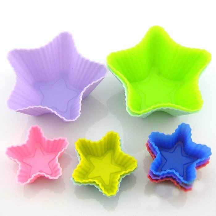 Cake Crayon Muffin Chocolate Silicone Mold Ice Tray Star 30 Pcs, Mixed Colors