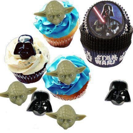 24 Yoda Darth Vader Cupcake Rings & 25 Star Wars Cupcake Cups
