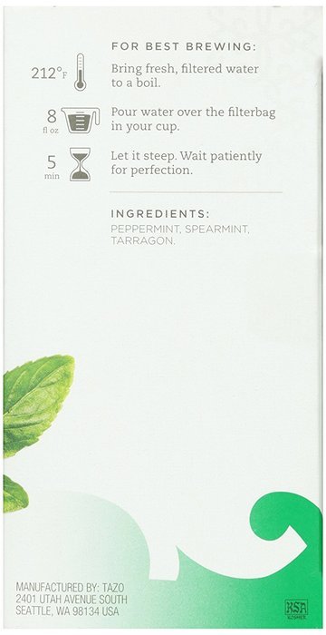 Tazo Tea, Refresh Mint, Tea Bags, 20 ct N2