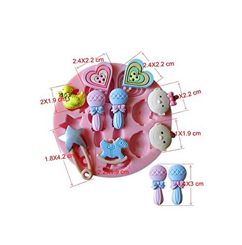 SHINA 2pc Baby Horse Duck Bottle Carriage Soap Cake Decorating Silicone Mold N3