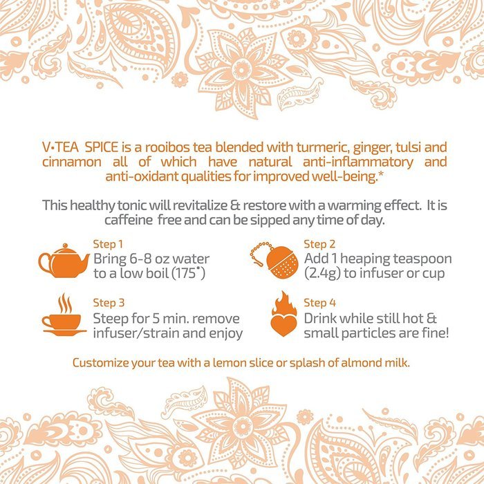 v tea Turmeric Spice Anti-Inflammatory Tea: Support Joint Health with Organic Rooibos, Curcumin, Ginger, Cinnamon... N3
