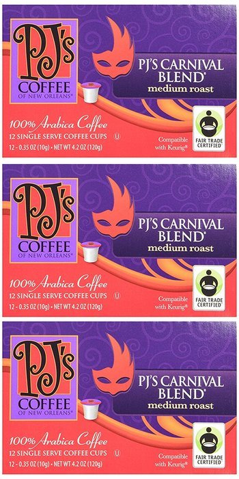 PJ's Coffee - Carnival Blend Single Serve Cups, 12 Count (PACK OF 3) N3