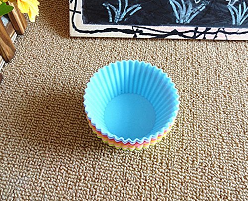 12 pcs Soft Silicone Round Cake Muffin Chocolate Cupcake Liner Baking Cup Mold N5