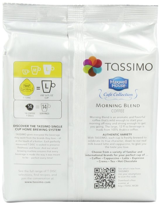 Maxwell House Cafe Collection Morning Blend,Mild, T-Discs for Tassimo Coffeemakers, 14-Count Packages (Pack of 5) N2