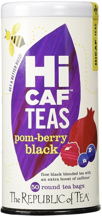 The Republic Of Tea Hicaf Pom-Berry Black Tea, 50 Tea Bags, High Caffeine Pomegranate Blueberry Tea