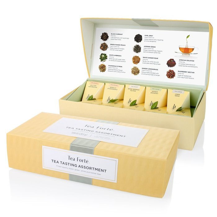 Tea Fort&eacute;&reg; Petite Presentation Box Sampler with 10 Handcrafted Pyramid Tea Infusers - Black Tea, White Tea, Green...