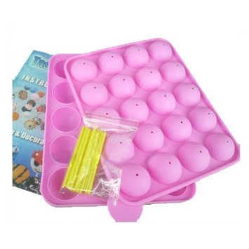 2-Piece Set 20 Holes Cake Pop Non-Stick Silicone Mold DIY Baking Tool