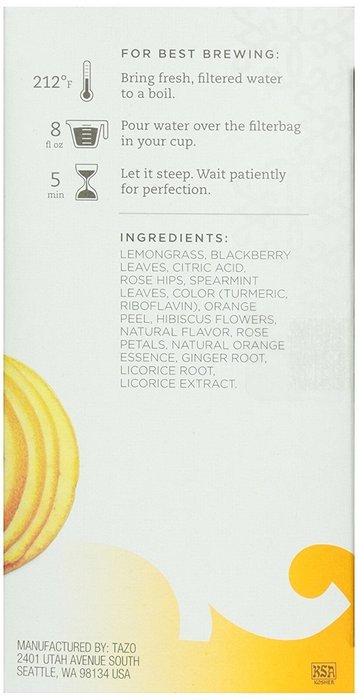 Tazo Wild Sweet Orange Herbal Tea, 20 Count Box 1.58oz N2