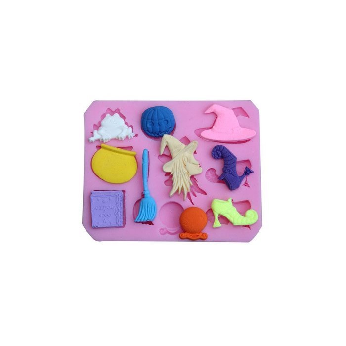 Cutoy Halloween Witch Design Silicone Cake Fondant Chocolete Jello Soap Candy Gum Paste Molds Clay Moulds DIY...