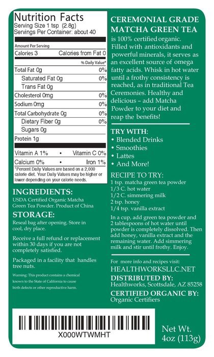 Matchaworks Matcha Green Tea Powder Culinary Grade Raw Organic, 1lb N6