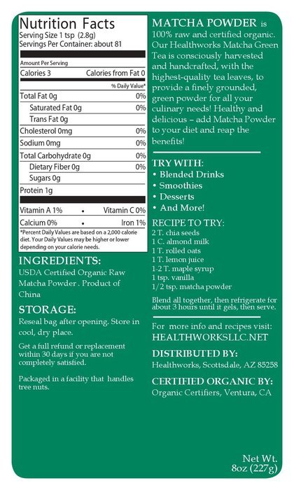 Matchaworks Matcha Green Tea Powder Culinary Grade Raw Organic, 1lb N9
