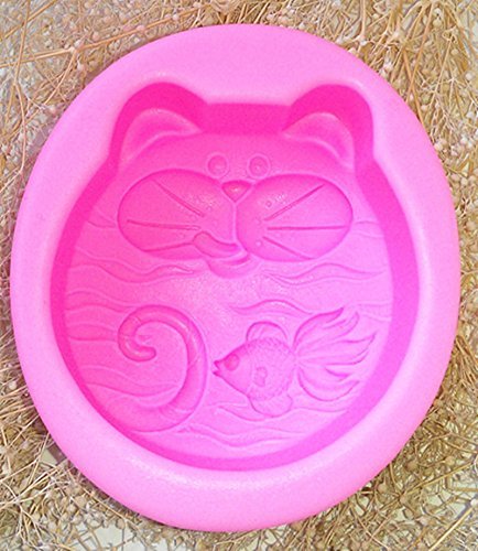 New Arrival! Design 285 Cat&Fish Silicone 3D Fondant Mold, Soap Mold,Cake Decoration Tool N4