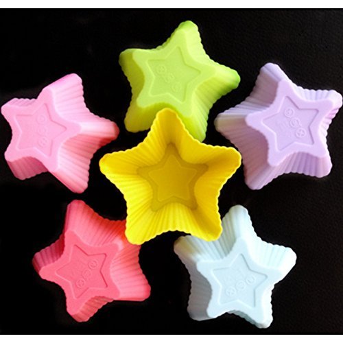 Silicone 7cm Muffin Cup 12pcs/lot Multiple Colors Pointed Star Shape Silicone Cake Mold Pudding Cup Jelly Bakeware