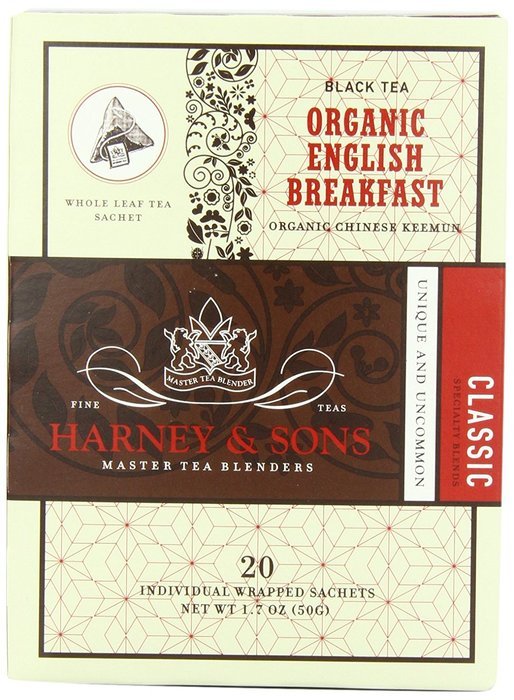 Harney and Sons Organic Tea Bags, English Breakfast, Net Wt. 1.7 Oz, 20 Count
