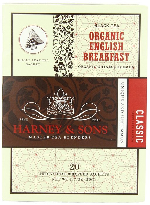 Harney and Sons Organic Tea Bags, English Breakfast, Net Wt. 1.7 Oz, 20 Count N3