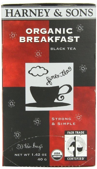 Harney and Sons Organic Tea Bags, English Breakfast, Net Wt. 1.7 Oz, 20 Count N6