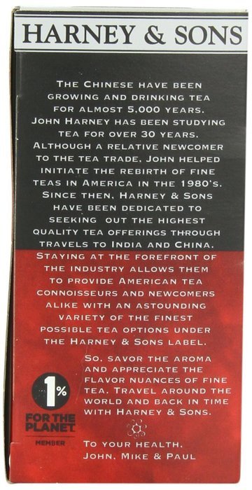 Harney and Sons Organic Tea Bags, English Breakfast, Net Wt. 1.7 Oz, 20 Count N9