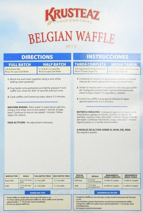 Krusteaz Belgian Waffle Mix - 5 Pound Foodservice Bag N2