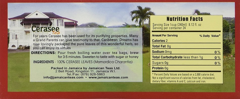 Caribbean Dreams Cerasee Tea, 24 tea bags N2