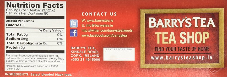 Barry's Irish Breakfast Tea, 80-Count Tea Bags (Pack of 3) N13