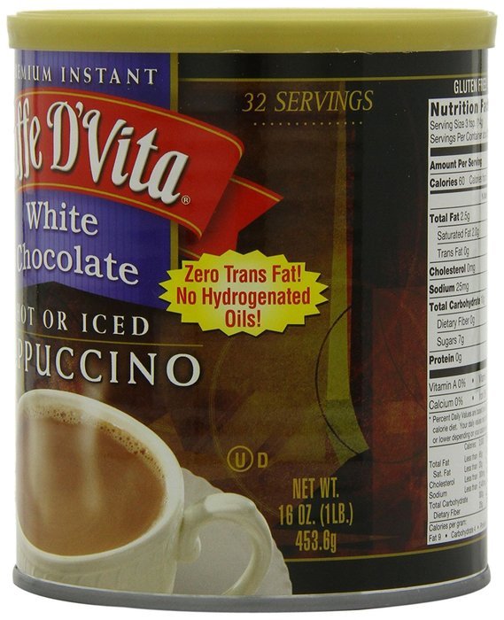 Caffe D'Vita White Chocolate Cappuccino Mix, 16-Ounce Canisters (Pack of 6) N2