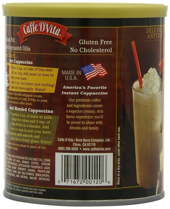 Caffe D'Vita White Chocolate Cappuccino Mix, 16-Ounce Canisters (Pack of 6) N5