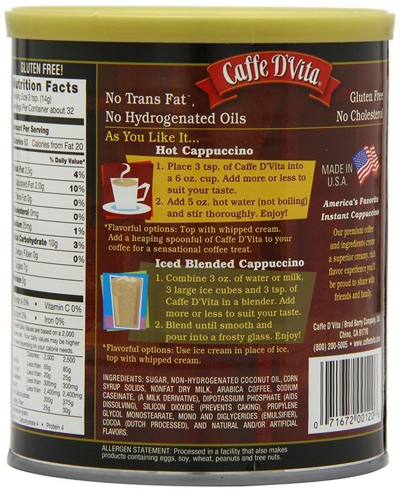 Caffe D'Vita White Chocolate Cappuccino Mix, 16-Ounce Canisters (Pack of 6) N7