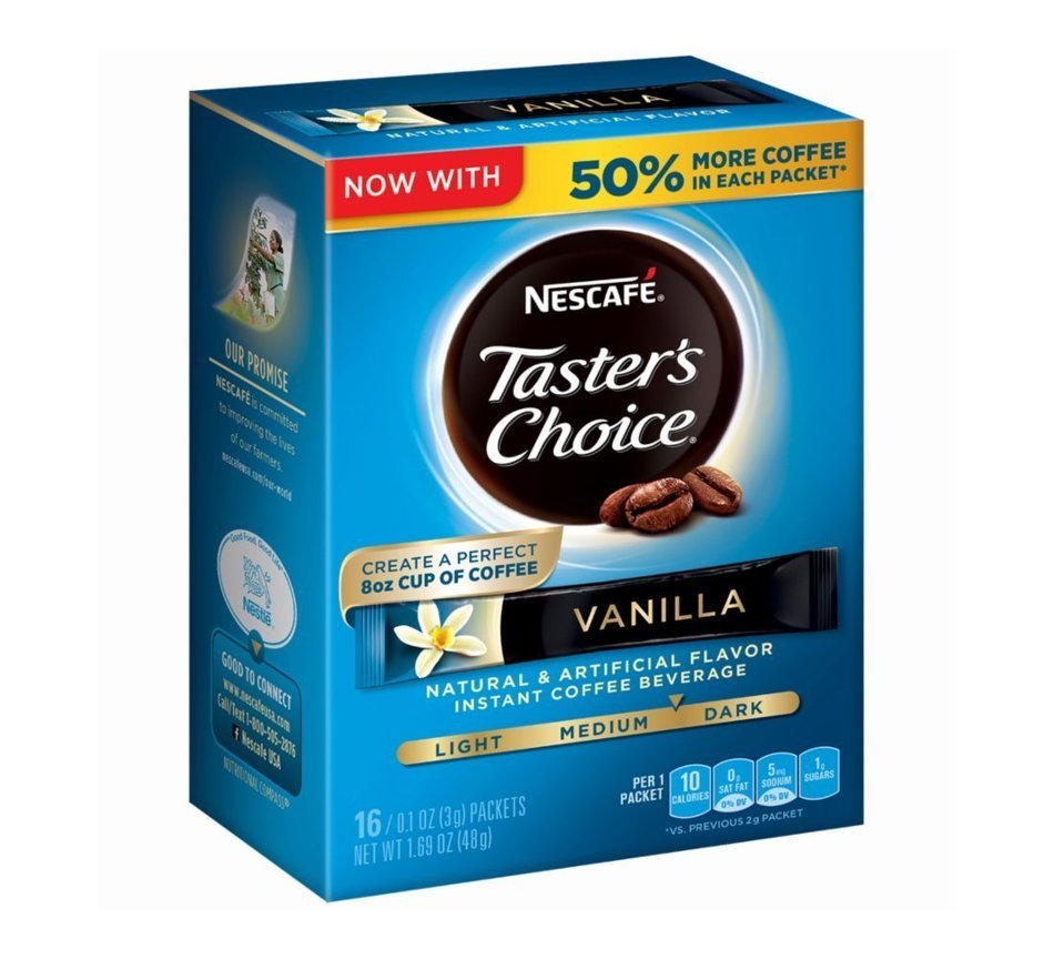 Nescafe Taster's Choice Vanilla Instant Coffee, Single Serve Sticks (Pack of 8)