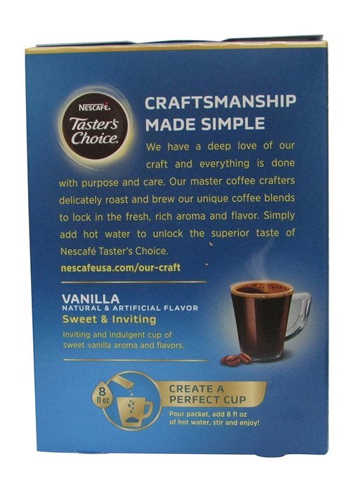 Nescafe Taster's Choice Vanilla Instant Coffee, Single Serve Sticks (Pack of 8) N2
