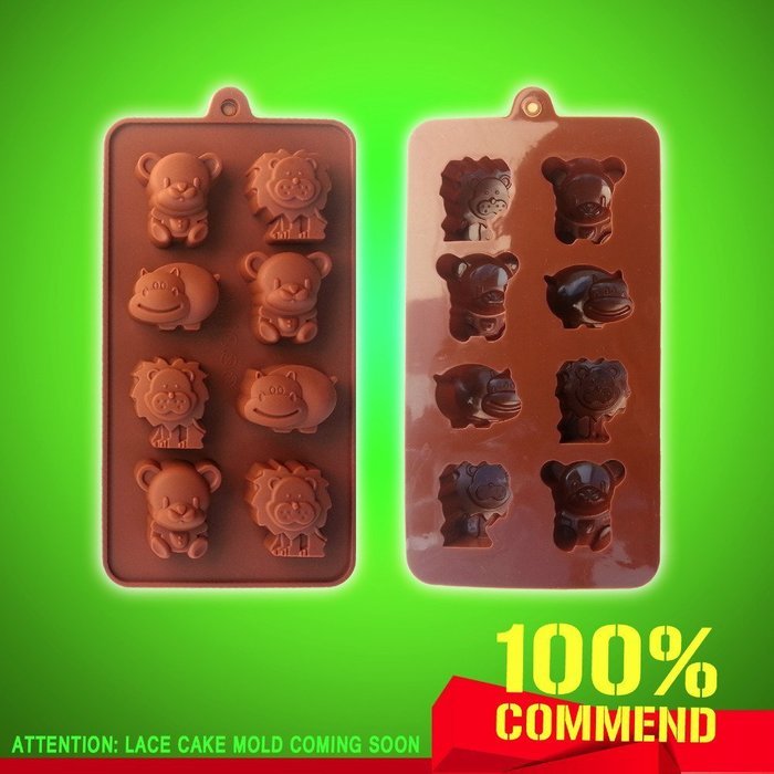 Silicone Lion,Cow&Bear Chocolate Molds Jelly Ice Molds Candy Cake Mould Bakeware