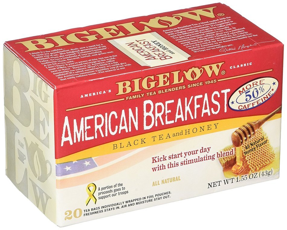 Bigelow Tea American Breakfast Black Tea & Honey, 20 Teabags, 1.55 Ounce