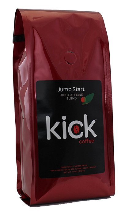 JUMP START BLEND: Dark French Roast, 12 oz. High Caffeine Whole Bean Coffee, Rich Bold Strong Intense, Classic...