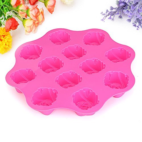 "12 Cavity Silicone Rose Cake Jelly Pan Mold Pudding Muffin Handmade Soap Molds Mould Bakeware Baking Pans & Dishes... N2