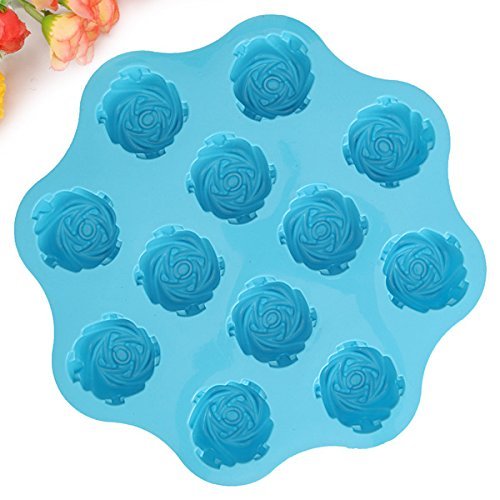 "12 Cavity Silicone Rose Cake Jelly Pan Mold Pudding Muffin Handmade Soap Molds Mould Bakeware Baking Pans & Dishes... N4
