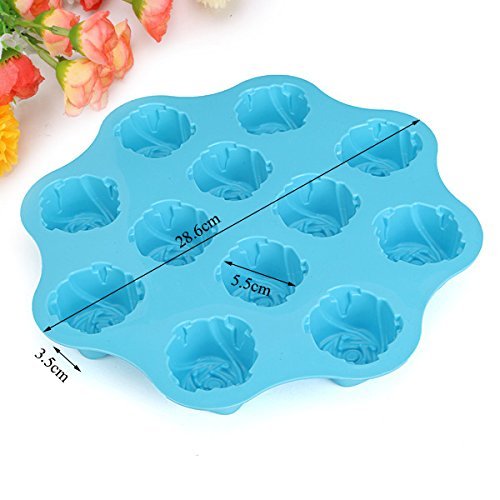 "12 Cavity Silicone Rose Cake Jelly Pan Mold Pudding Muffin Handmade Soap Molds Mould Bakeware Baking Pans & Dishes... N5