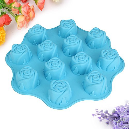 "12 Cavity Silicone Rose Cake Jelly Pan Mold Pudding Muffin Handmade Soap Molds Mould Bakeware Baking Pans & Dishes... N6