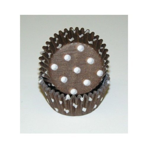 Brown Polka Dot Mini Size Cupcake Liners Baking Cups 100 count