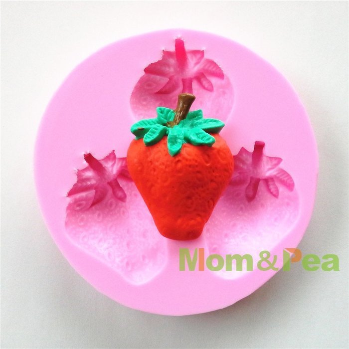 Mom&pea 0603 Strawberry Shaped Silicone Mould for Fondant Cake Sugar Paste Cake Decoration 3d Cake Toppers Mold...
