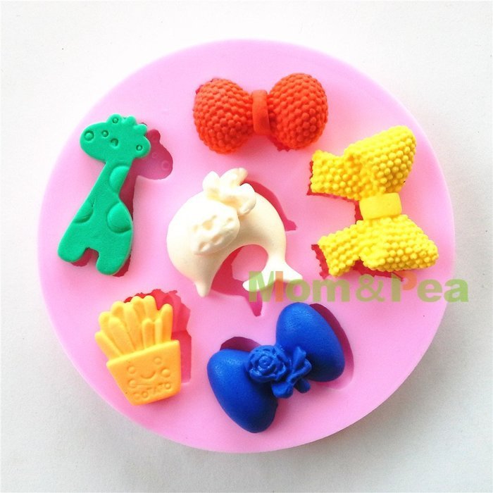 Mom&pea 0592 Bowknots Shaped Silicone Mould for Fondant Cake Sugar Paste Cake Decoration 3d Cake Toppers Mold...