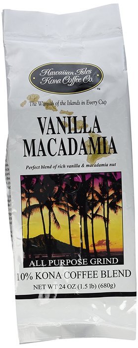 Hawaiian Isles Coffee Co. Vanilla Macadamia 24 oz grind