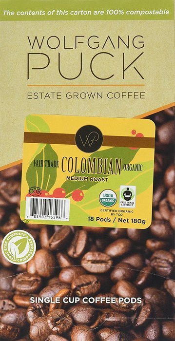 Wolfgang Puck Fair Trade Colombian Organic Pods - 18 ct - 3 pk N5