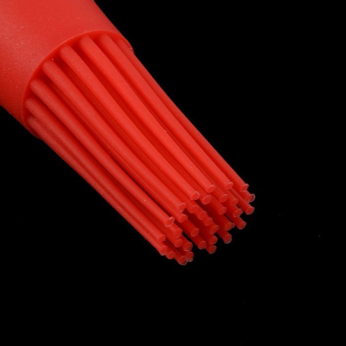 uxcell Silicone Round Shape Heat Resistant BBQ Utensil Cream Basting Brush Red Clear N2