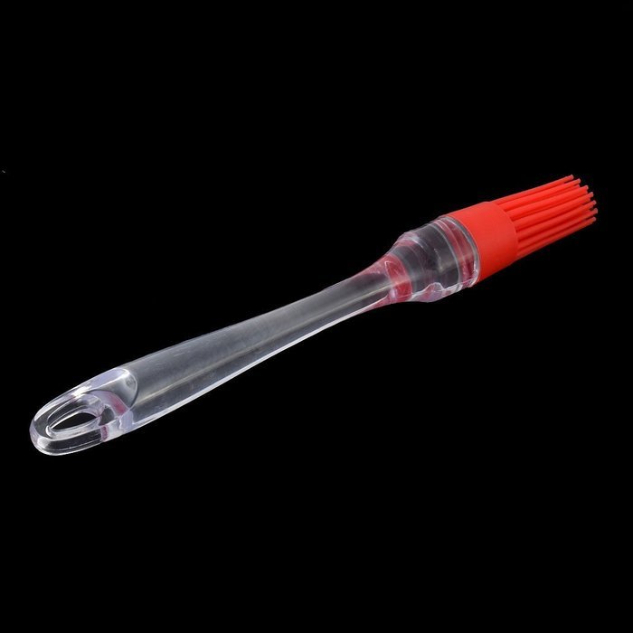 uxcell Silicone Round Shape Heat Resistant BBQ Utensil Cream Basting Brush Red Clear N3