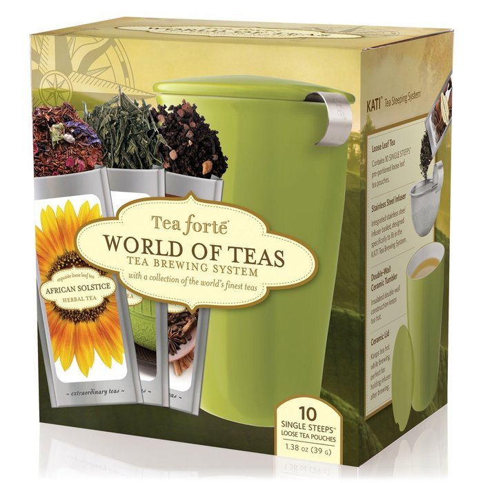 Tea Fort&eacute; Loose Tea Starter Set, Gift Set with Snowflake KATI Cup Tea Brewing System and 10 SINGLE STEEPS N7