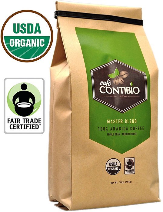 USDA Organic Coffee Beans Non-GMO & Fair Trade - 2lb - Cafe Contibio - 100% Arabica Specialty Gourmet Grade -... N7