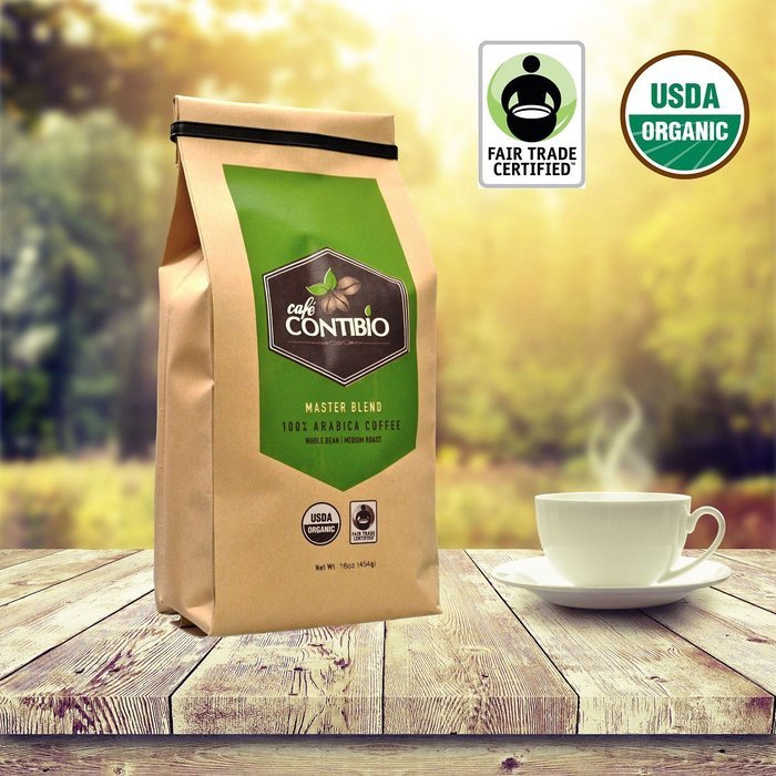 USDA Organic Coffee Beans Non-GMO & Fair Trade - 2lb - Cafe Contibio - 100% Arabica Specialty Gourmet Grade -... N9