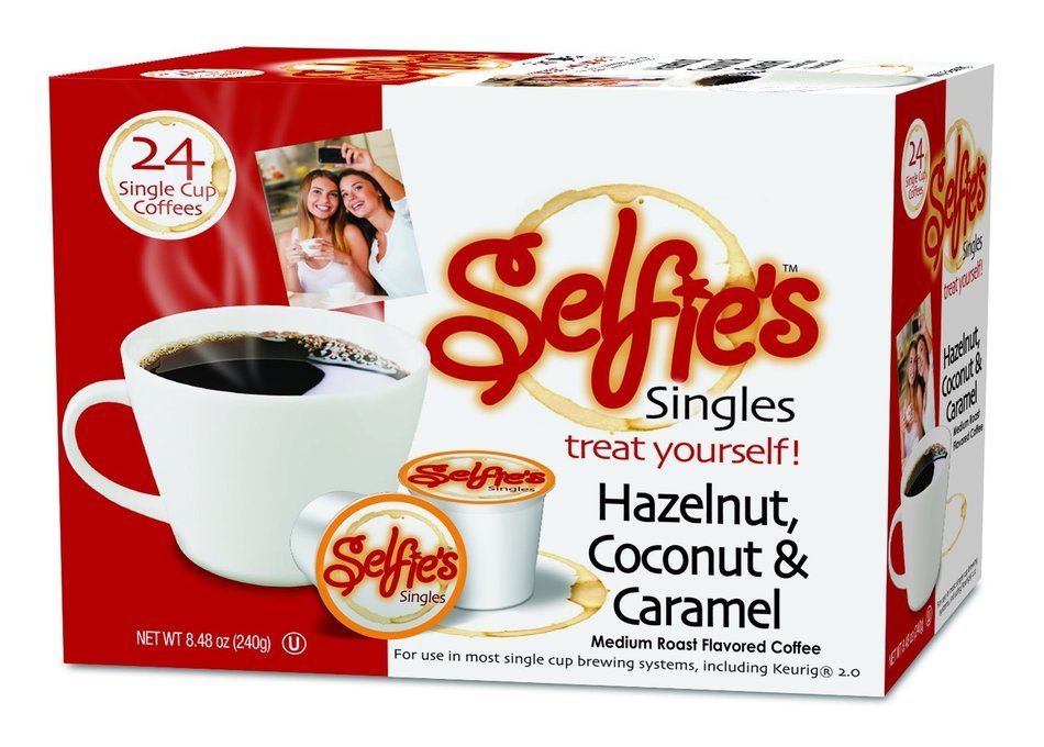 Selfie's Singles Hazelnut Coconut and Caramel Single Cup Coffee, 24 Count for Keurig K-cup Brewers
